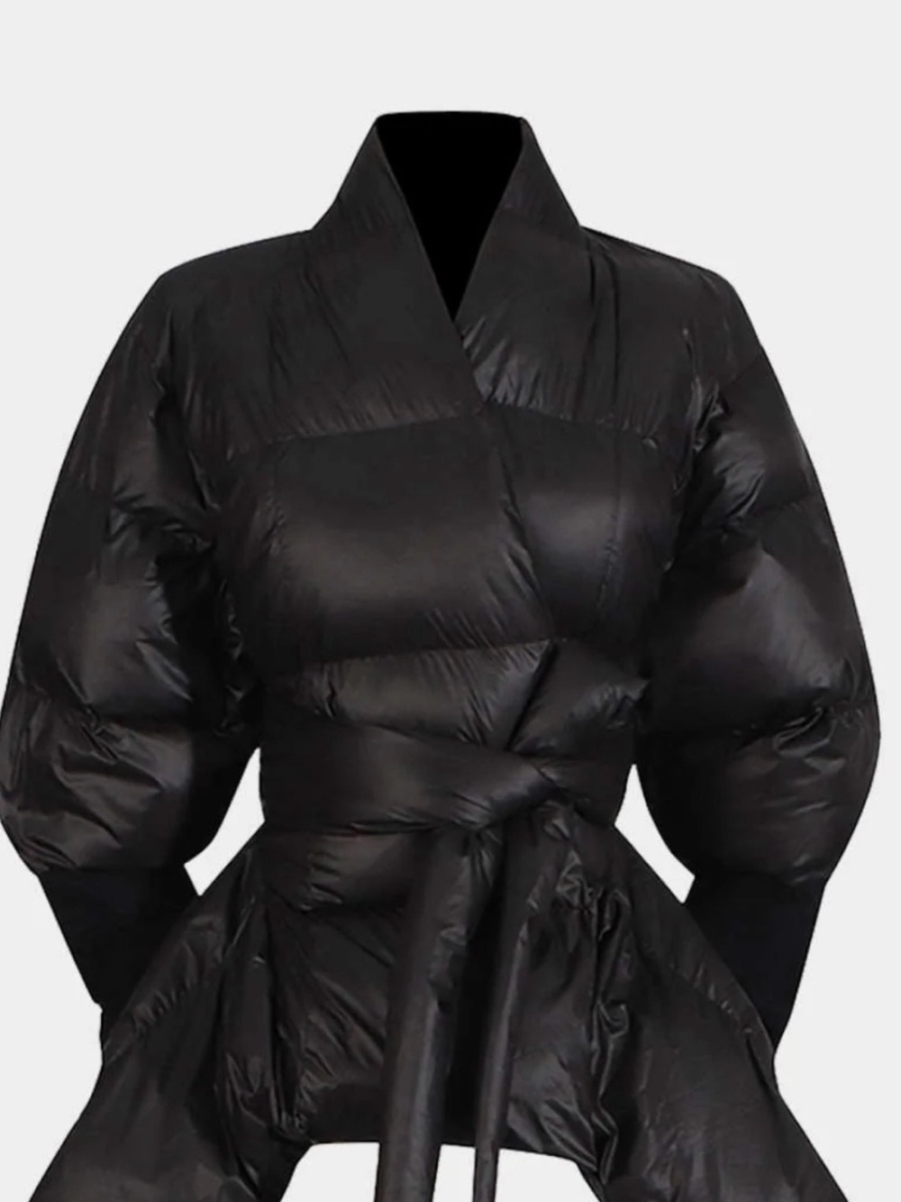 Black Puffer Wrap Jacket - Women
